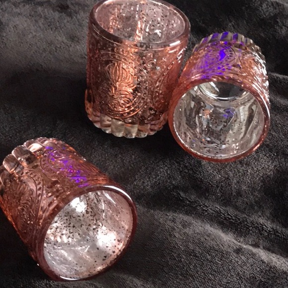 Set of 3 Primrose Rose Gold Mercury Votive Holders - Picture 4 of 6